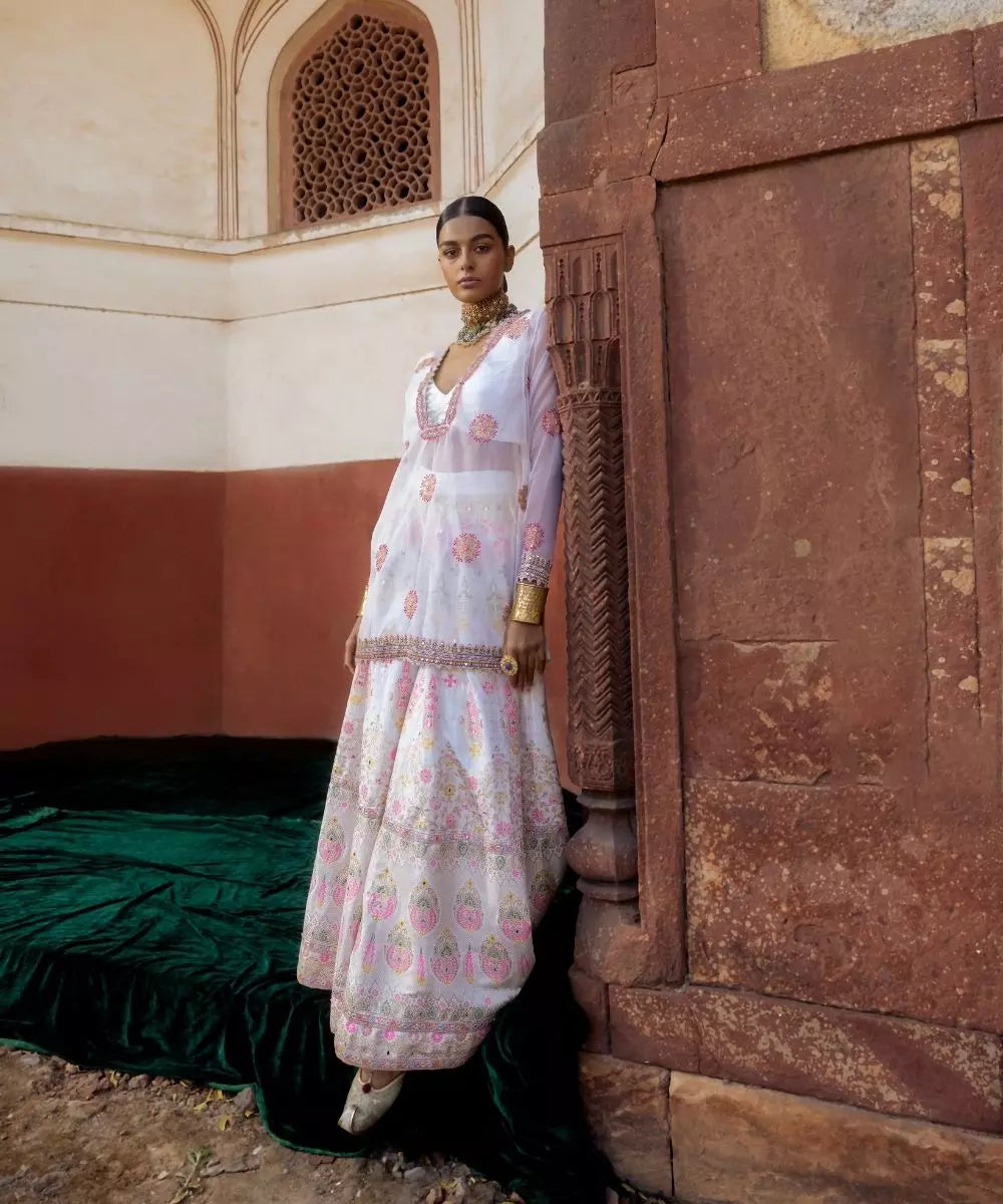 ADITI GUPTA - Ivory Chanderi Banarasi Sharara set